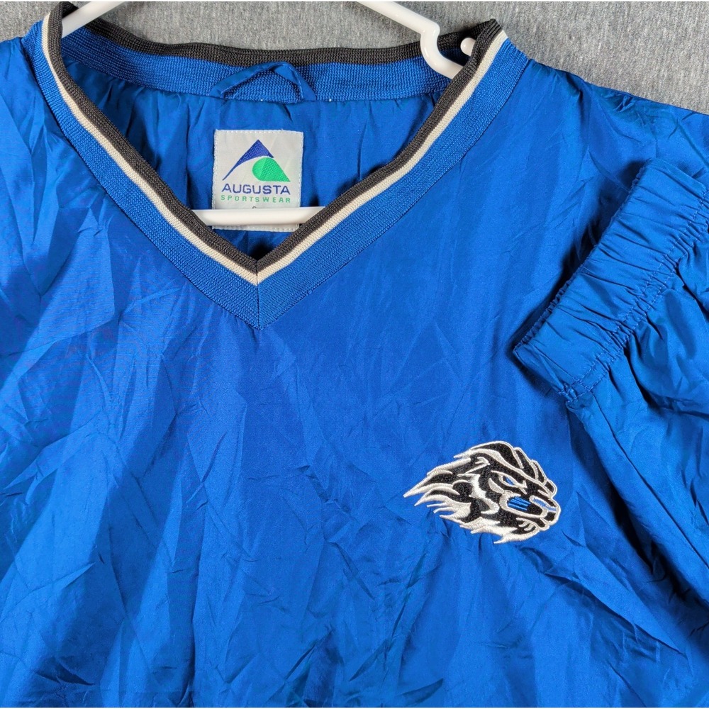 Augusta Sportswear Windbreaker Mens S Blue Excellent Vtg Pullover Lion Logo